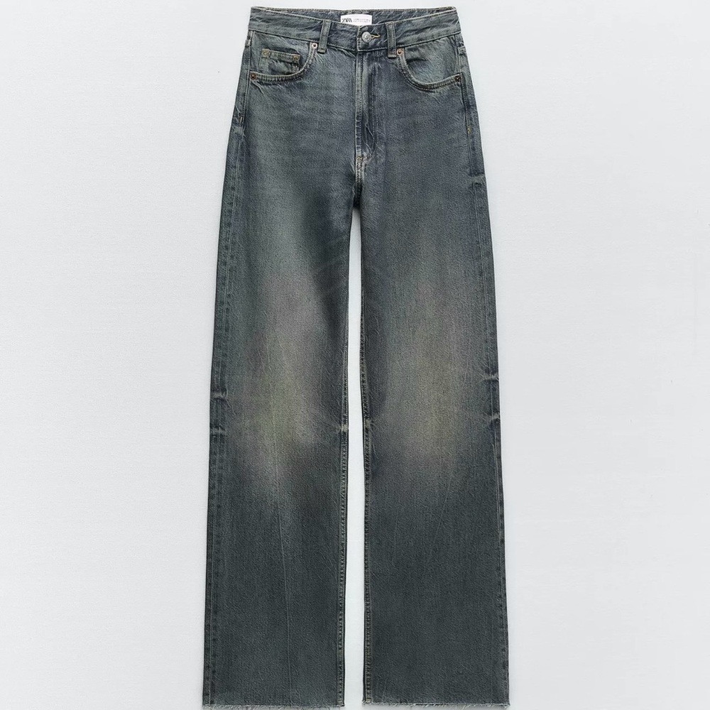 BNWT ZARA BLUE WASH HIGH WAIST WIDE LEG JEANS